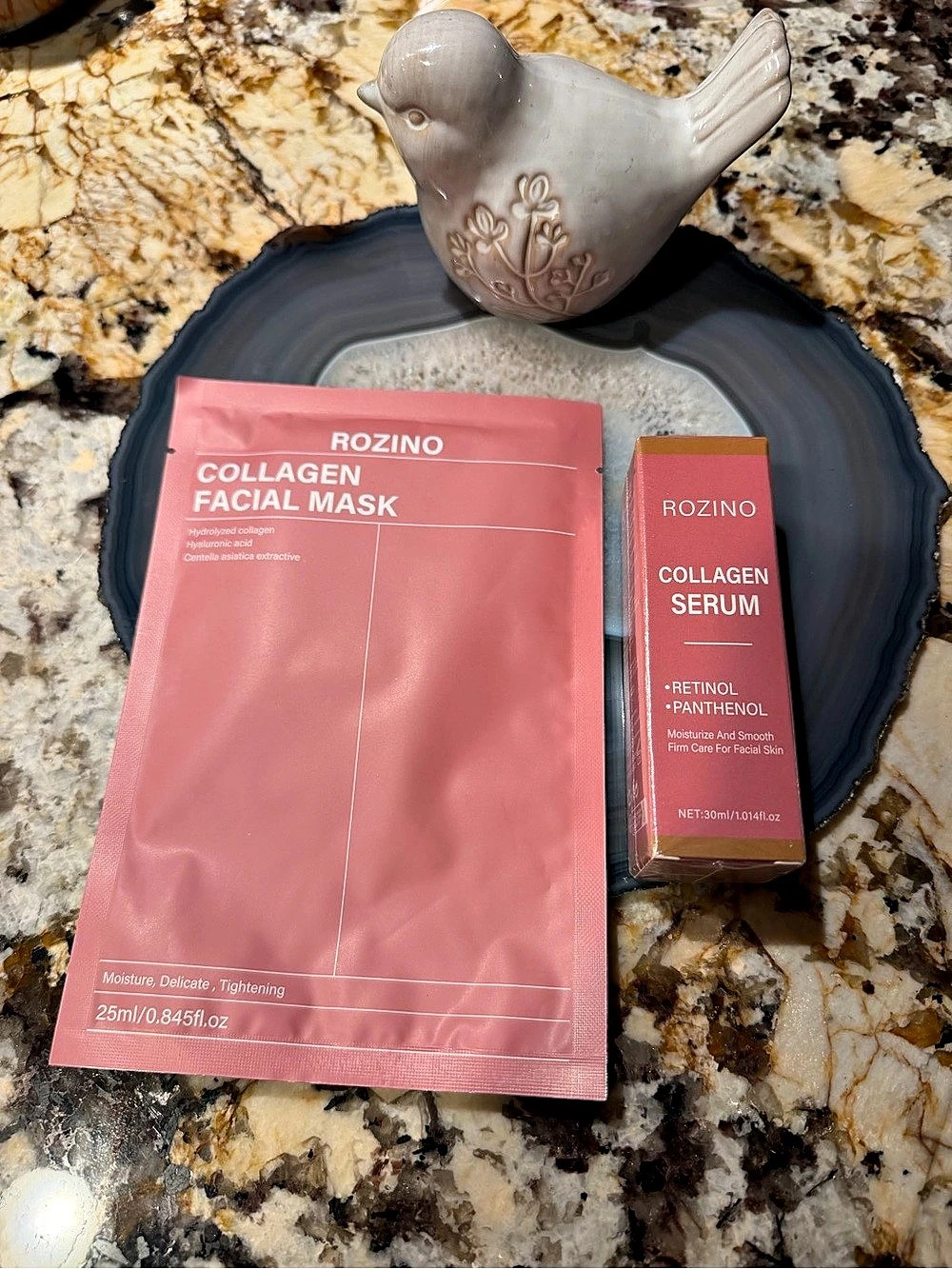 Rozino Collagen Facial Mask and Collagen Serum Set Serum Set Pink